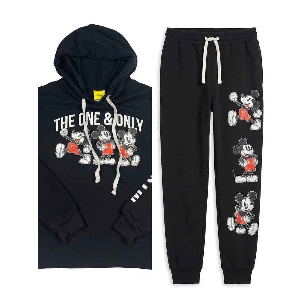 Disney Mickey Mouse Black Hoodie and Joggers Loungewear Set Jerry Leigh JP2417